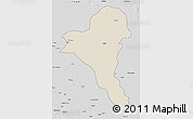 Shaded Relief 3D Map of Bentiu, desaturated