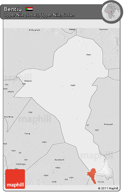 Silver Style 3D Map of Bentiu