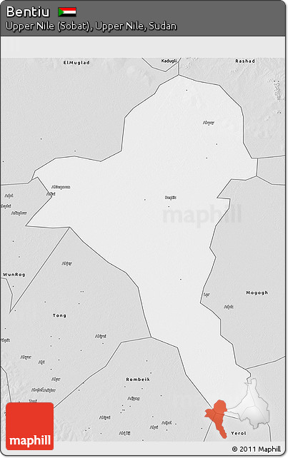 Silver Style 3D Map of Bentiu