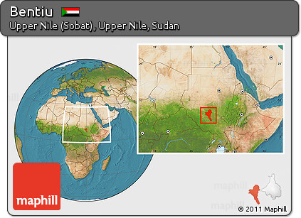 Satellite Location Map of Bentiu, within the entire country