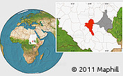 Satellite Location Map of Bentiu, highlighted country, highlighted parent region