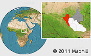 Satellite Location Map of Bentiu, highlighted parent region, highlighted grandparent region