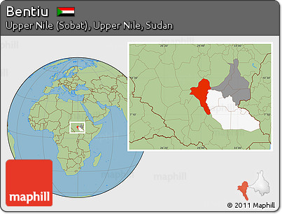 Savanna Style Location Map of Bentiu, highlighted parent region, highlighted grandparent region