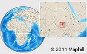Shaded Relief Location Map of Bentiu, within the entire country