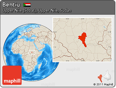 Shaded Relief Location Map of Bentiu