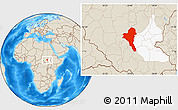 Shaded Relief Location Map of Bentiu, highlighted grandparent region