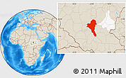 Shaded Relief Location Map of Bentiu, highlighted parent region