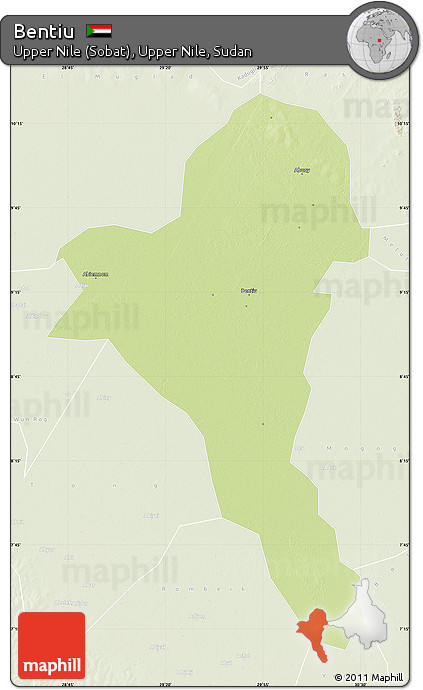 Physical Map of Bentiu, lighten