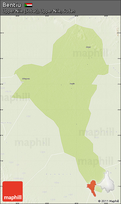 Physical Map of Bentiu, lighten