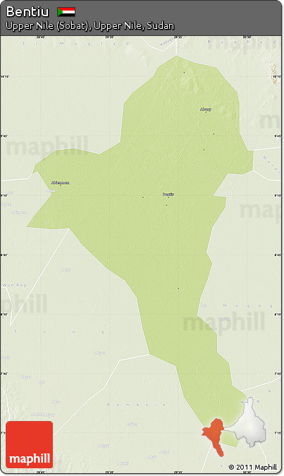 Physical Map of Bentiu, lighten