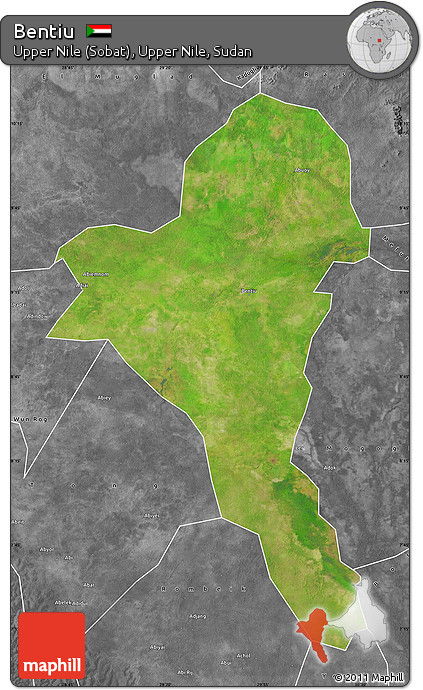 Satellite Map of Bentiu, desaturated