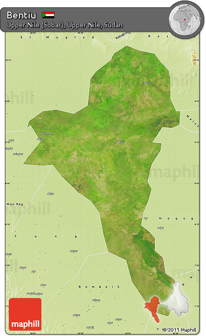Satellite Map of Bentiu, physical outside