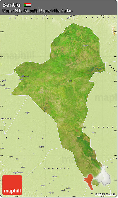Satellite Map of Bentiu, physical outside