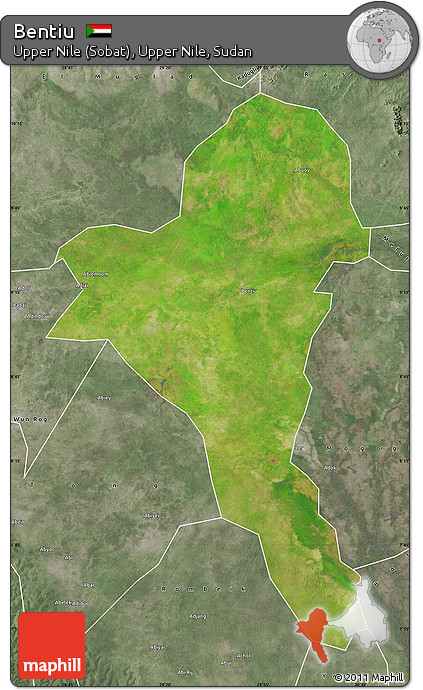 Satellite Map of Bentiu, semi-desaturated