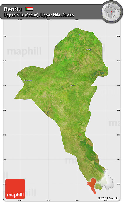 Satellite Map of Bentiu, single color outside