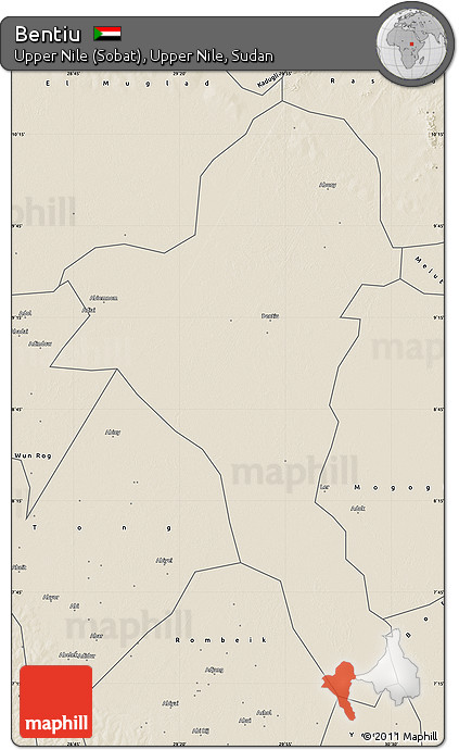 Shaded Relief Map of Bentiu