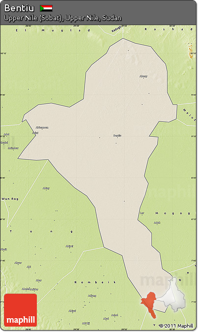 Shaded Relief Map of Bentiu, physical outside