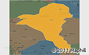 Political Panoramic Map of Bentiu, darken, semi-desaturated