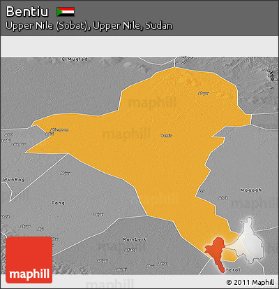 Political Panoramic Map of Bentiu, desaturated