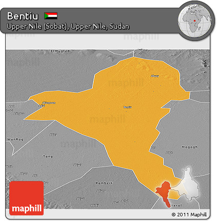 Political Panoramic Map of Bentiu, desaturated