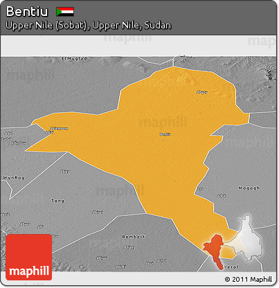 Political Panoramic Map of Bentiu, desaturated
