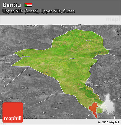 Satellite Panoramic Map of Bentiu, desaturated