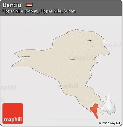 Shaded Relief Panoramic Map of Bentiu, cropped outside