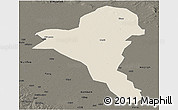 Shaded Relief Panoramic Map of Bentiu, darken