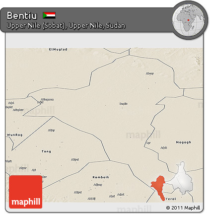 Shaded Relief Panoramic Map of Bentiu