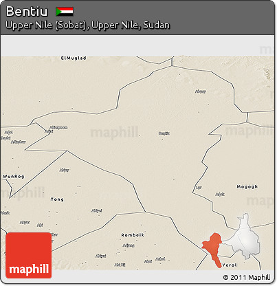 Shaded Relief Panoramic Map of Bentiu
