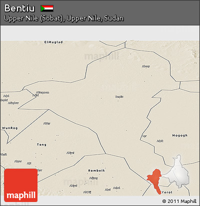 Shaded Relief Panoramic Map of Bentiu