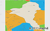 Shaded Relief Panoramic Map of Bentiu, political outside