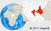 Shaded Relief Location Map of Upper Nile (Sobat), highlighted country
