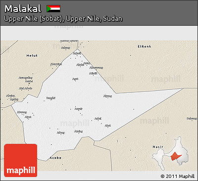 Classic Style 3D Map of Malakal