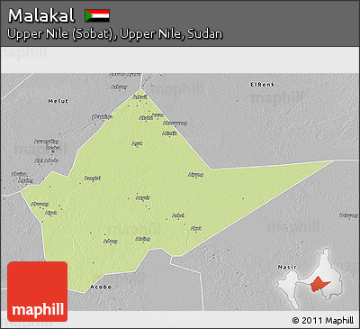 Physical 3D Map of Malakal, desaturated