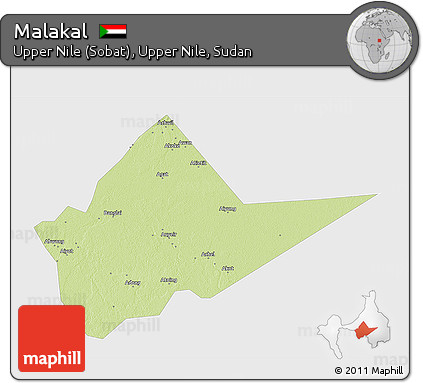 Physical 3D Map of Malakal, single color outside