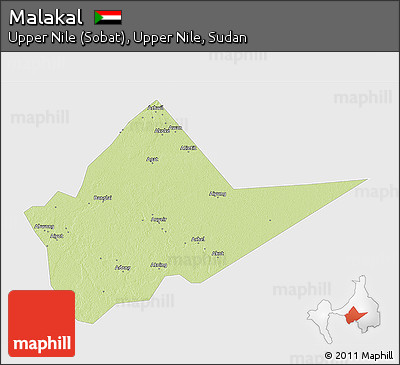 Physical 3D Map of Malakal, single color outside