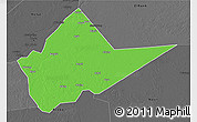 Political 3D Map of Malakal, darken, desaturated