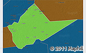 Political 3D Map of Malakal, darken