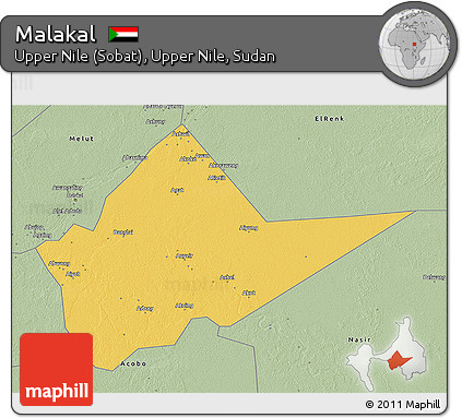 Savanna Style 3D Map of Malakal