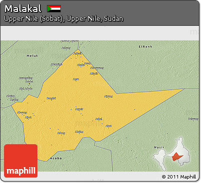 Savanna Style 3D Map of Malakal