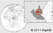 Blank Location Map of Malakal, highlighted country, highlighted grandparent region