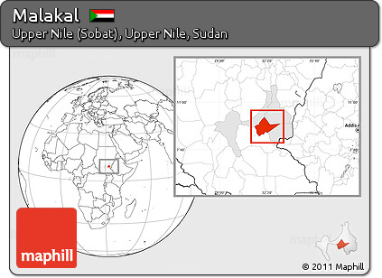 Blank Location Map of Malakal, highlighted parent region