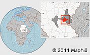 Gray Location Map of Malakal, highlighted country, highlighted parent region, hill shading