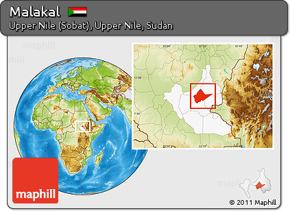 Physical Location Map of Malakal, highlighted grandparent region