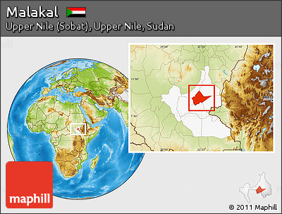 Physical Location Map of Malakal, highlighted grandparent region