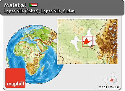 Physical Location Map of Malakal, highlighted parent region