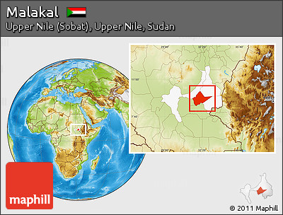 Physical Location Map of Malakal, highlighted parent region