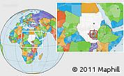 Political Location Map of Malakal, highlighted country, highlighted grandparent region, within the entire country