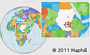 Political Location Map of Malakal, highlighted country, highlighted parent region, within the entire country